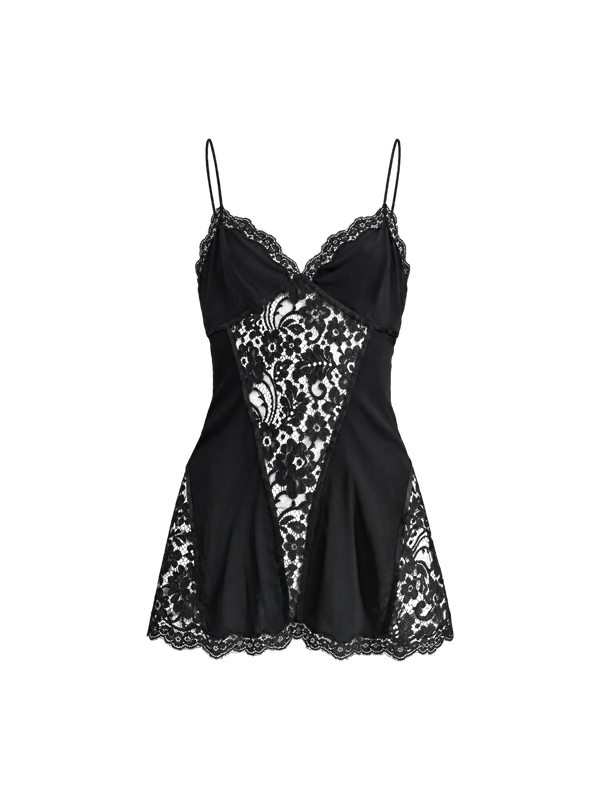 Dolce & Gabbana black silk and lace bias-cut camisole top