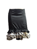 ROBERTO CAVALLI Black Satin & Leopard Ruffle Fishtail Skirt